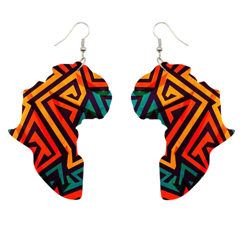 Afrikanische Print Ohrringe in Multicolor Afrikanischer Kontinent