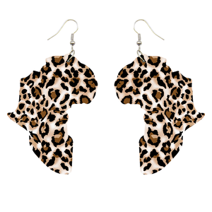 Afrikanischer Kontinent Ohrringe with Gemischtes Zebra & Leopardenmuster