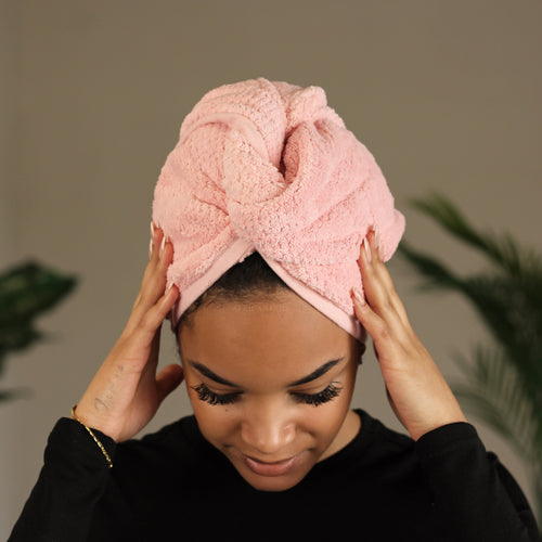 Microfiber Hair Towel - Mikrofaser-Haartuch / Kopfhandtuch für glattes und lockiges Haar Blassrosa