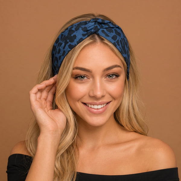 Flexible Metal Wire Headband - Blue Animal Print Jeanslook