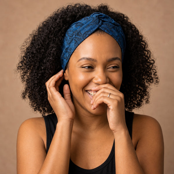 Flexible Metal Wire Headband - Blue Paisley Jeanslook
