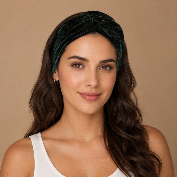Flexible Metal Wire Headband - Green Velvet