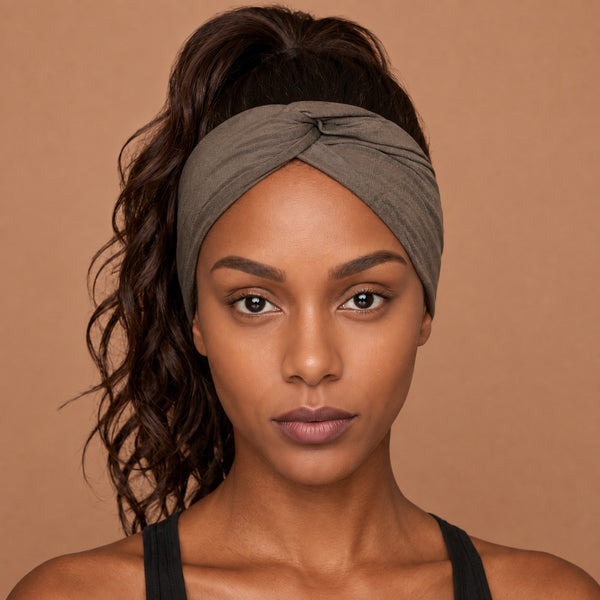 Flexible Metal Wire Headband - Brown Taupe Bamboo