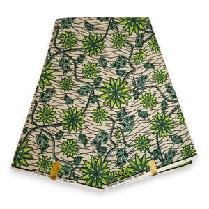 Afrikanischer Stoff - Grün Starflowers - 100% Baumwolle