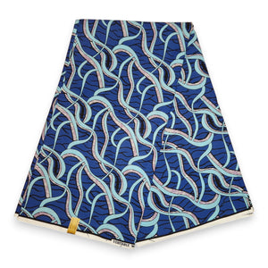 Afrikanischer Stoff - Blau Strings - 100% Baumwolle