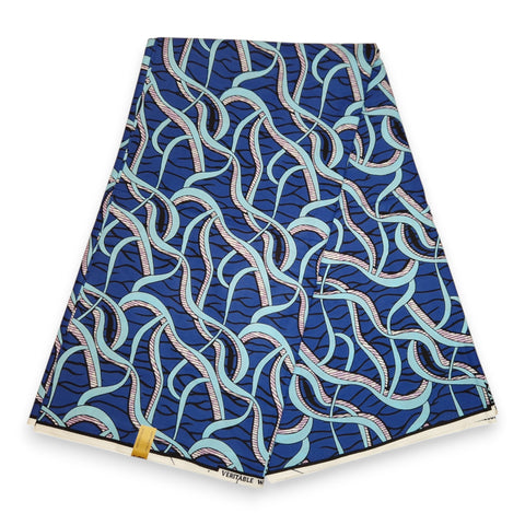 Afrikanischer Stoff - Blau Strings - 100% Baumwolle