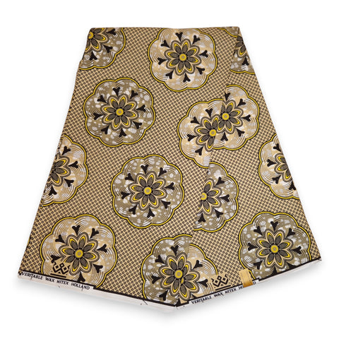 Afrikanischer Stoff - Beige Shapes - 100% Baumwolle