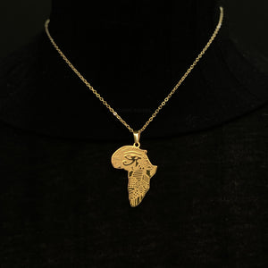 Kette / Halskette - Afrikanischer Kontinent mit Symbol - Gold