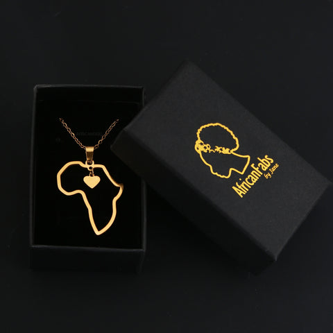 Kette / Halskette - Afrikanischer Kontinent mit Symbol - Gold