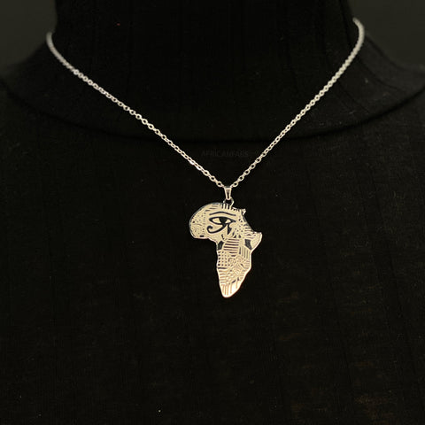 Kette / Halskette - Afrikanischer Kontinent mit Symbol - Silber