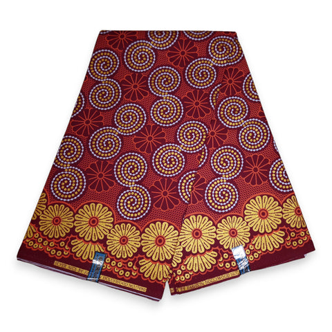 Afrikanischer Bogolan Print Stoff - Rot / Gelb OT-3009 Traditionell aus Mali 100% Baumwolle