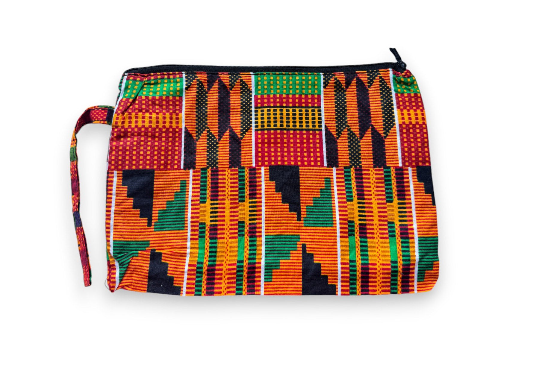 Afrikanisches Kente Print Make-up Etui / Handtasche / Federmäppchen / Stiftemäppchen - Orange Kente 