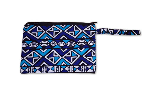 Afrikanisches Kente Print Make-up Etui / Handtasche / Federmäppchen / Stiftemäppchen -  Blauer Bogolan