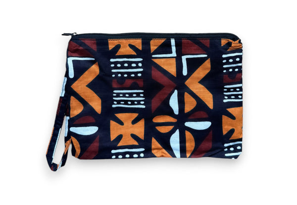 Afrikanisches Kente Print Make-up Etui / Handtasche / Federmäppchen / Stiftemäppchen - Braune Bogolane