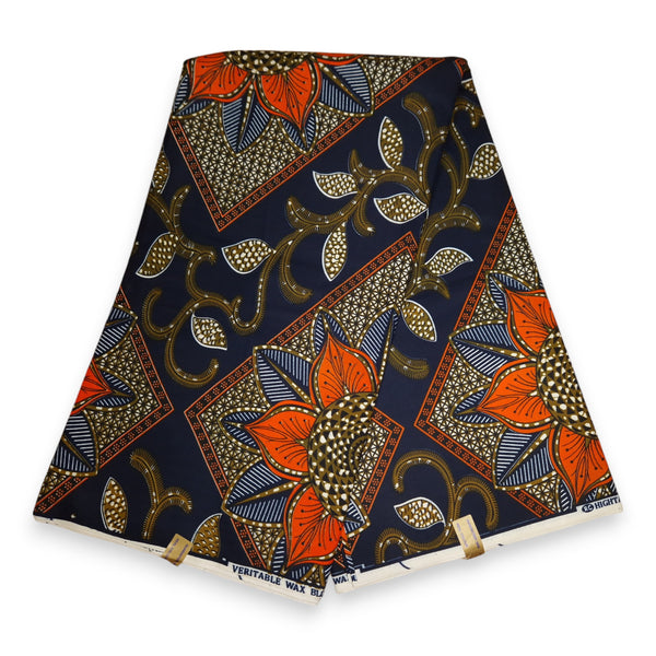 Afrikanischer Stoff - Orange Flower - Polycotton