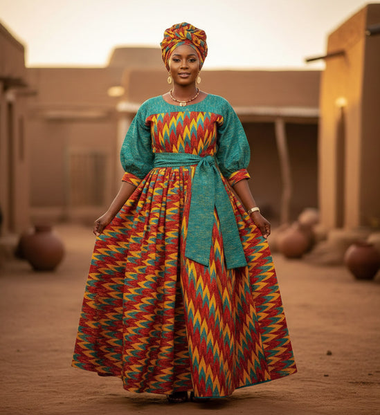 Afrikanischer Stoff - Two-Tone print Polycotton - 6 Yards Kombination (4+2 Yards) PO-5041