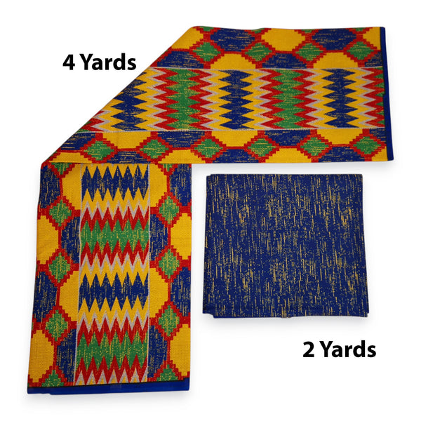 Afrikanischer Stoff - Two-Tone print Polycotton - 6 Yards Kombination (4+2 Yards) PO-5044