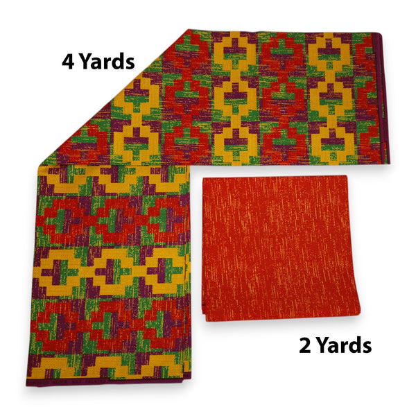 Afrikanischer Stoff - Two-Tone print Polycotton - 6 Yards Kombination (4+2 Yards) PO-5045