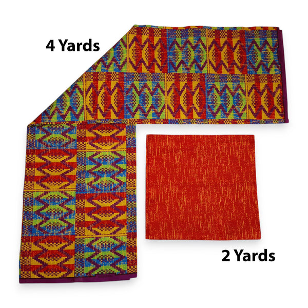 Afrikanischer Stoff - Two-Tone print Polycotton - 6 Yards Kombination (4+2 Yards) PO-5048