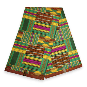 Afrikanischer Stoff - Grün Kente PO-5066 - Polycotton