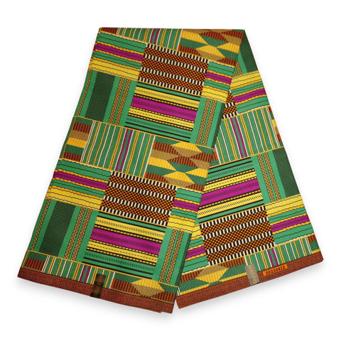 Afrikanischer Stoff - Grün Kente PO-5066 - Polycotton