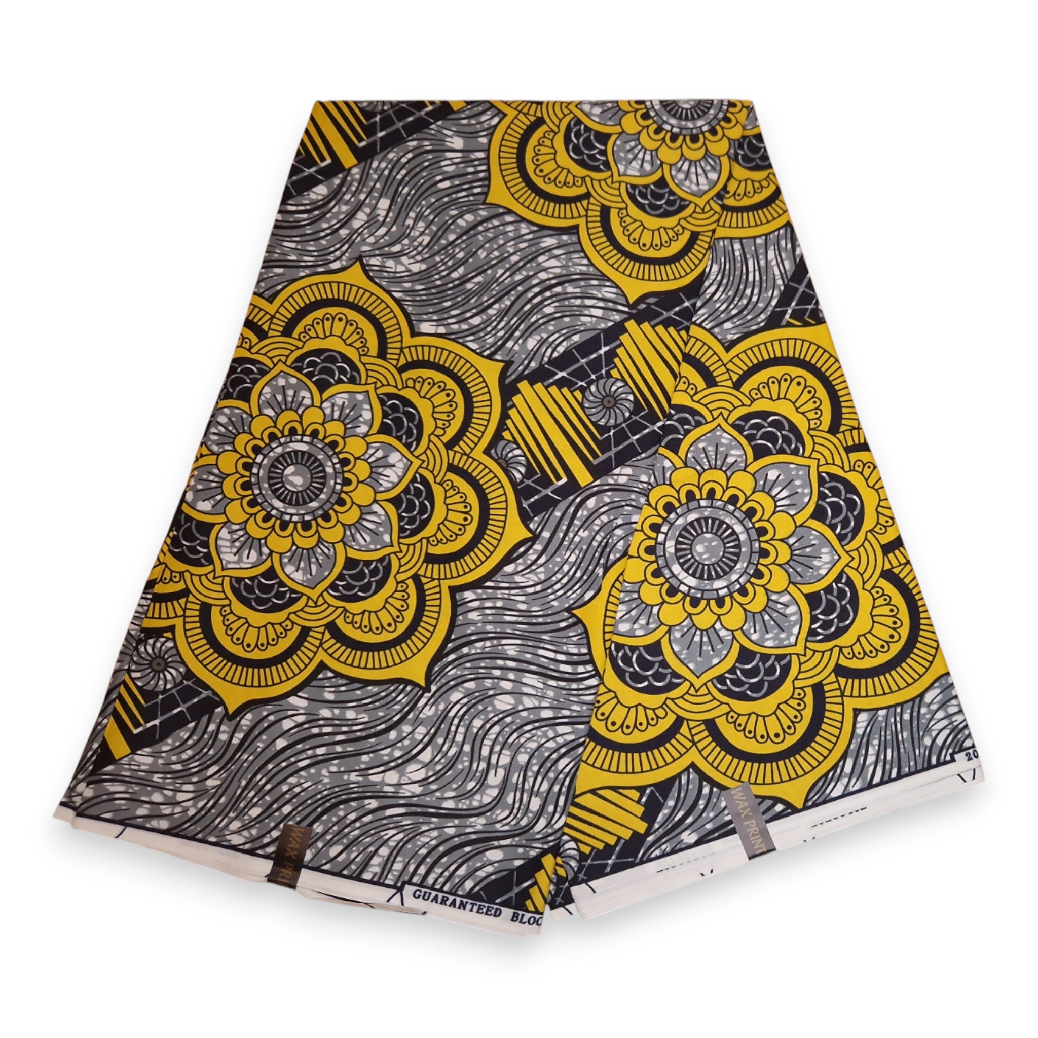 Afrikanischer Stoff - Grau Gelb PO-5070 - Polycotton
