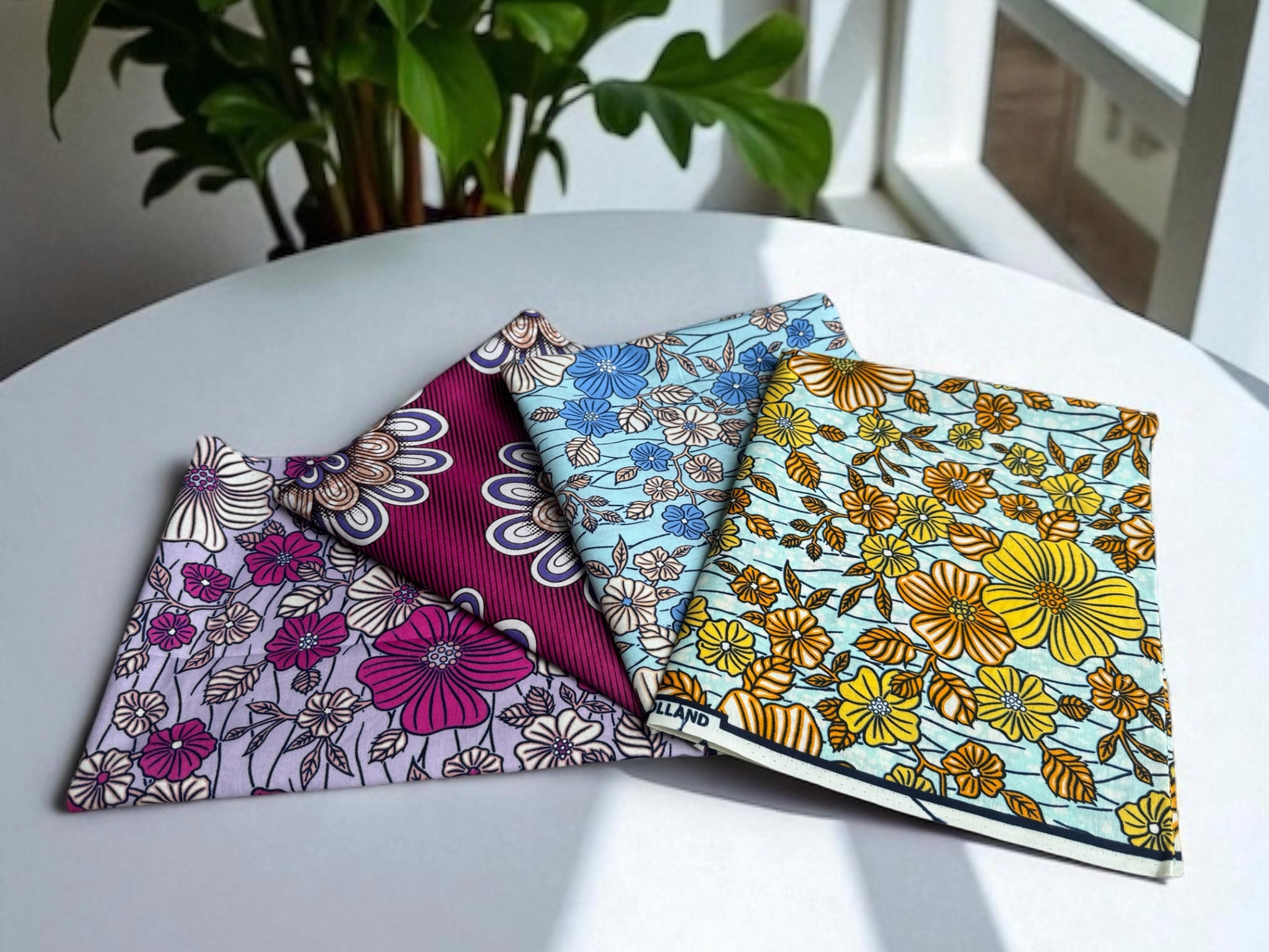 4 Fat Quarters - Floral mix Patchworkstoffe / Quiltingstoffe - Afrikanischer Stoff