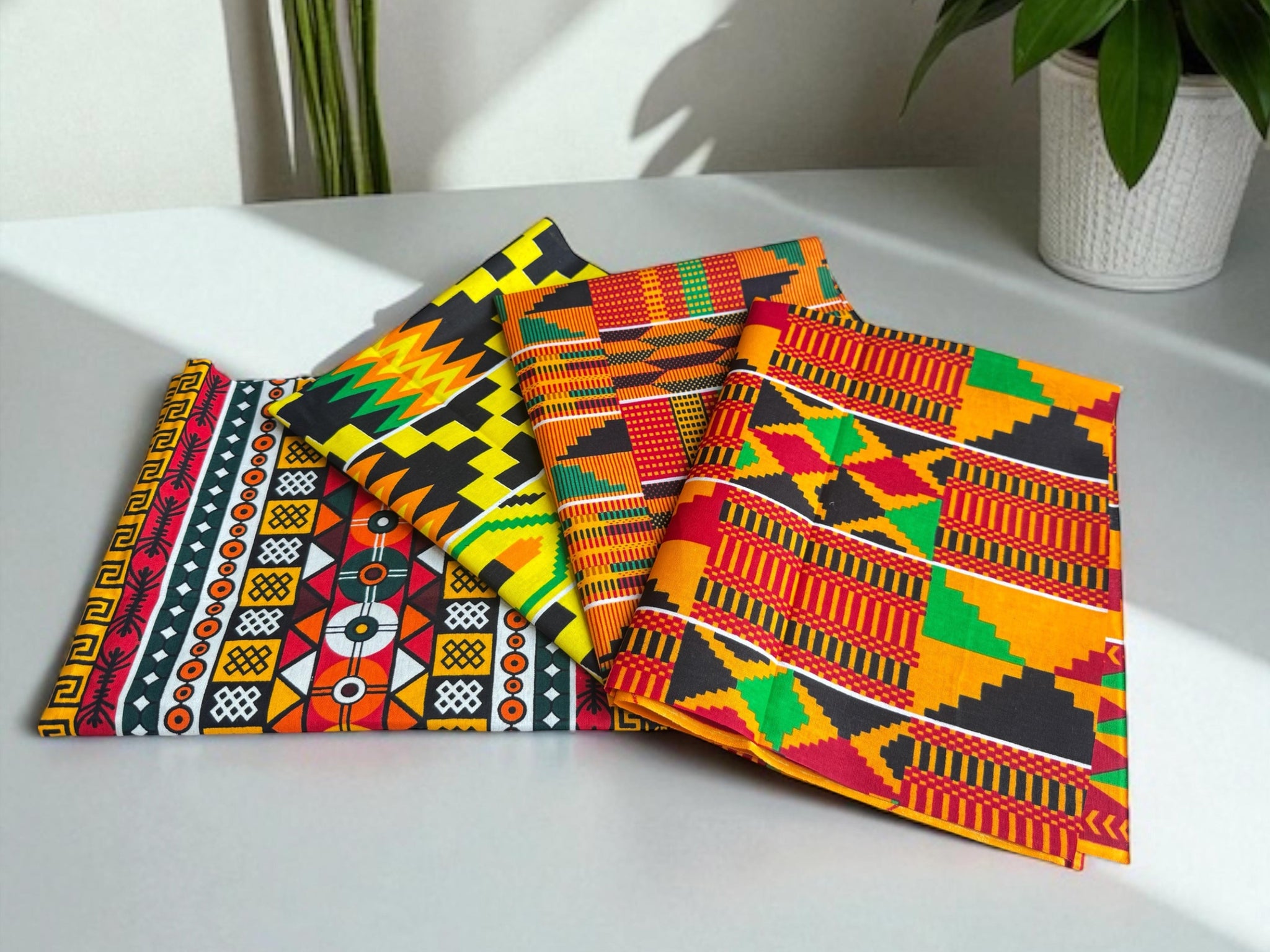 4 Fat Quarters - Kente Patchworkstoffe / Quiltingstoffe - Afrikanische ...
