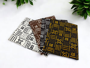 4 Fat Quarters - Bogolan Patchworkstoffe / Quiltingstoffe - Afrikanischer Stoff