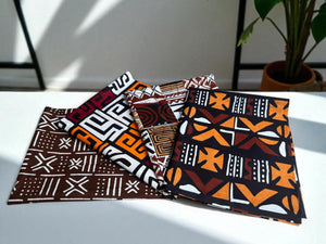 4 Fat Quarters - Braun Bogolan mix Patchworkstoffe / Quiltingstoffe - Afrikanischer Stoff