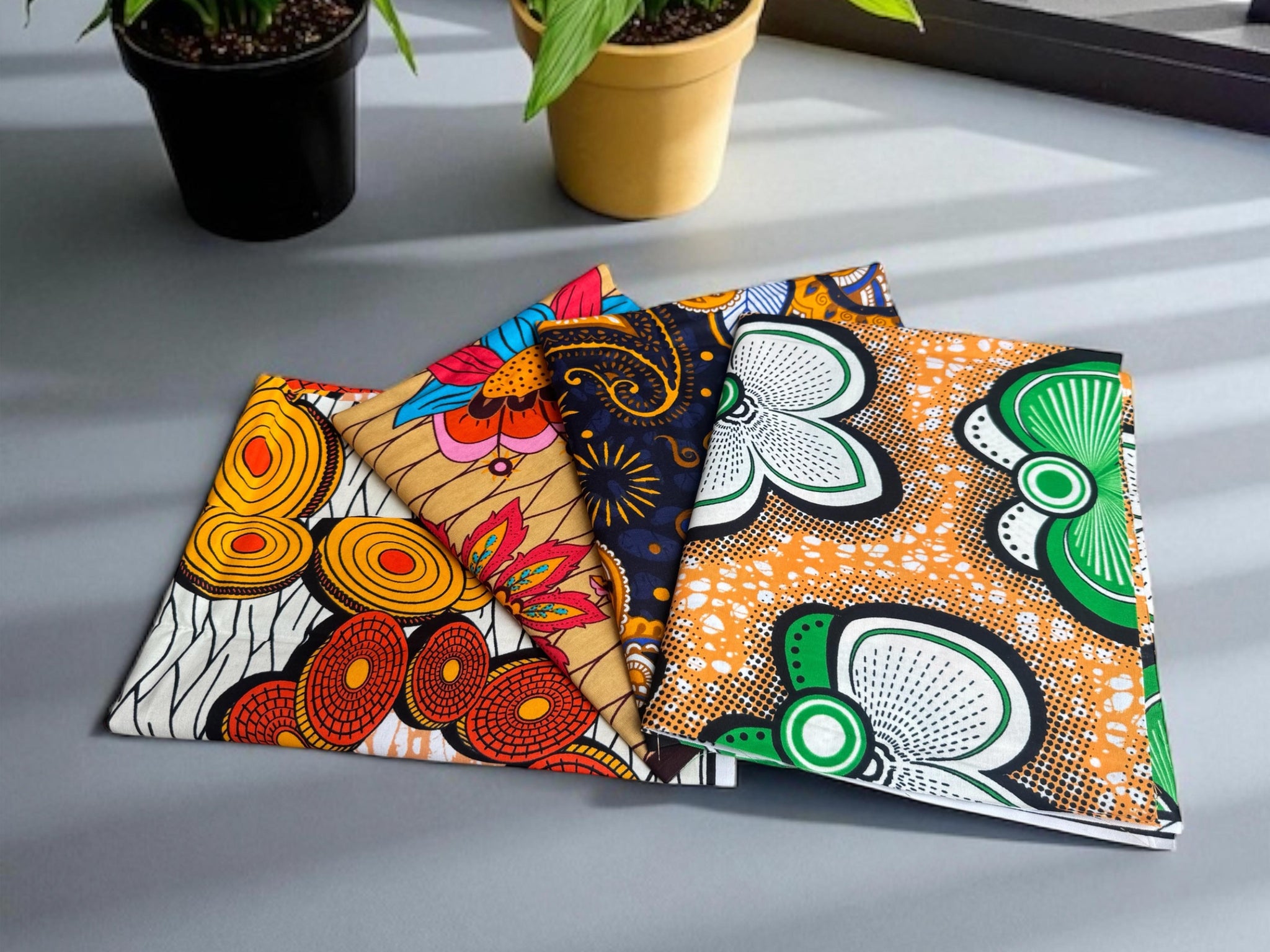 4 Fat Quarters - Multicolor mix Patchworkstoffe / Quiltingstoffe - Afrikanischer Stoff
