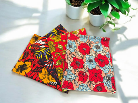 4 Fat Quarters - Orange x Patchworkstoffe / Quiltingstoffe - Afrikanischer Stoff