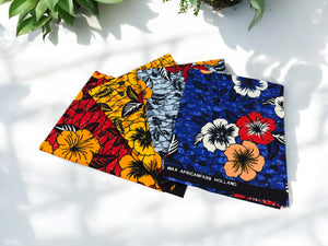 4 Fat Quarters - Blumen Mix Patchworkstoffe / Quiltingstoffe - Afrikanischer Stoff