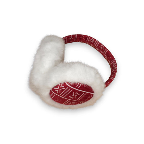 African Print Ohrenwärmer - Faltbare Winter Ohrenschützer - Blau Bogolan