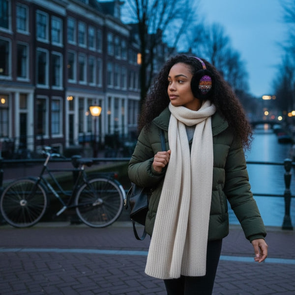 African Print Ohrenwärmer - Faltbare Winter Ohrenschützer - Rosa Orange Tribal