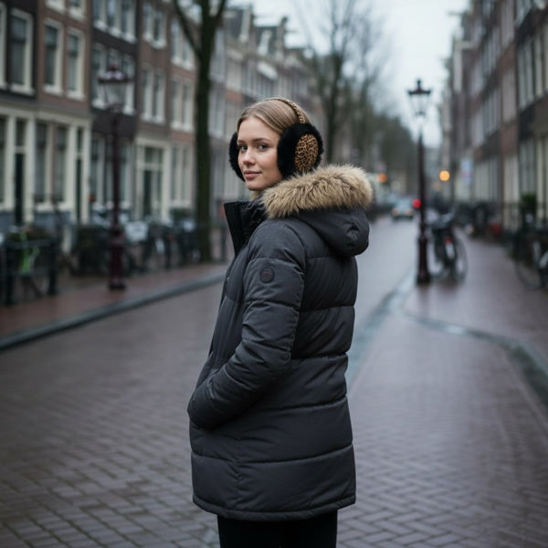 African Print Ohrenwärmer - Faltbare Winter Ohrenschützer - Leopard