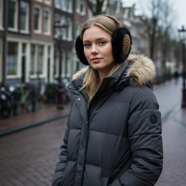 African Print Ohrenwärmer - Faltbare Winter Ohrenschützer - Leopard