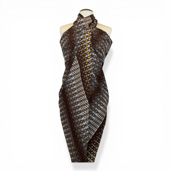 Sarong / Pareo - Baumwoll-Strandbekleidung Wickeltuch / Babytragetuch - Braun Creme geometrische Punkte und Streifen