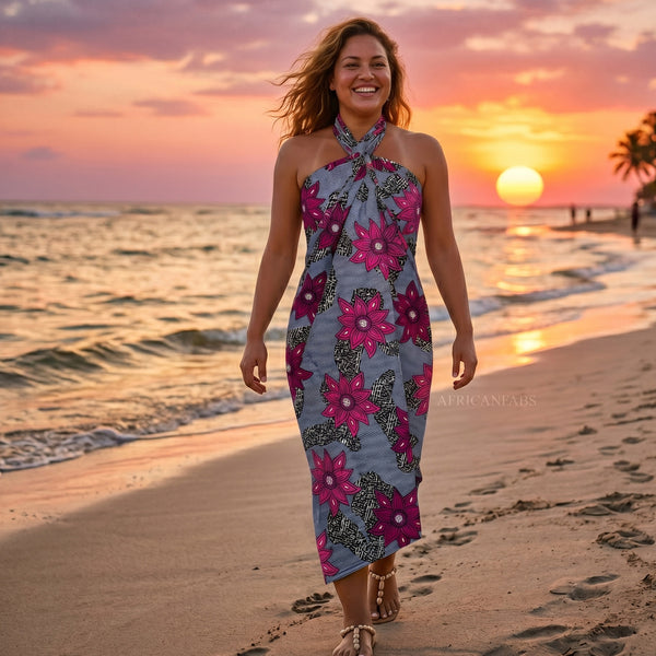 Sarong / Pareo - Baumwoll-Strandbekleidung Wickeltuch / Babytragetuch - Rosa Flowers