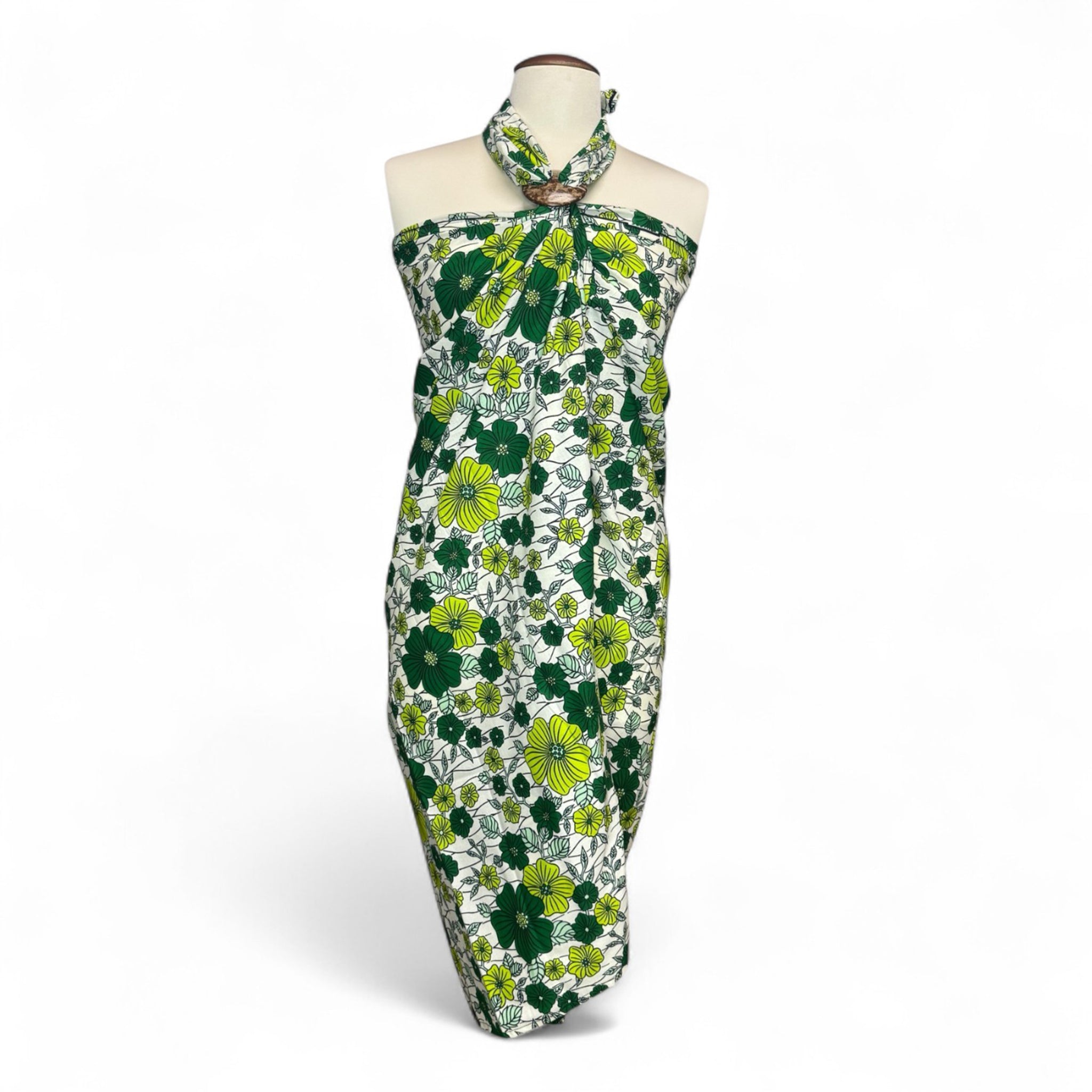 Sarong / Pareo - Baumwoll-Strandbekleidung Wickeltuch / Babytragetuch - Grün flower
