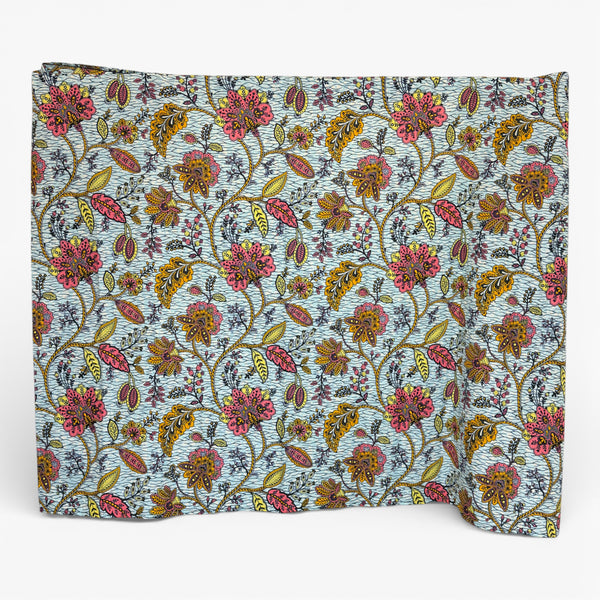 Sarong / Pareo - Baumwoll-Strandbekleidung Wickeltuch / Babytragetuch - Blau Flowers