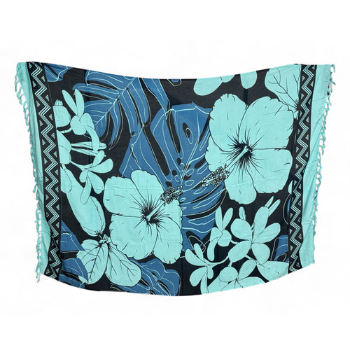 Sarong / Pareo - Strandbekleidung Wickeltuch - Türkis große Blume