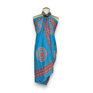 Sarong / Pareo - Strandbekleidung Wickeltuch - Lichtblau Mandala