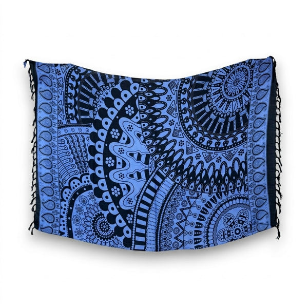 Sarong / Pareo - Strandbekleidung Wickeltuch - Schwarz / blaues Mandala