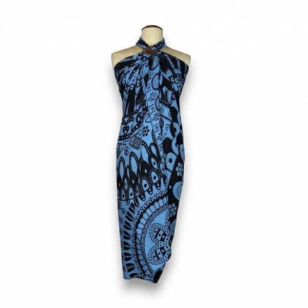 Sarong / Pareo - Strandbekleidung Wickeltuch - Schwarz / blaues Mandala