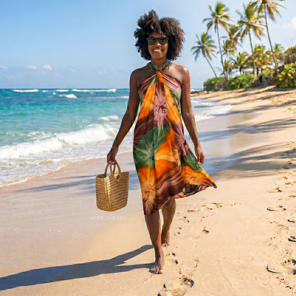 Sarong / Pareo - Strandbekleidung Wickeltuch - Tie dye Orange