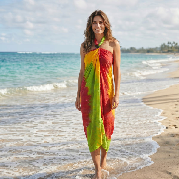 Sarong / Pareo - Strandbekleidung Wickeltuch - Tie dye Mehrfarbig
