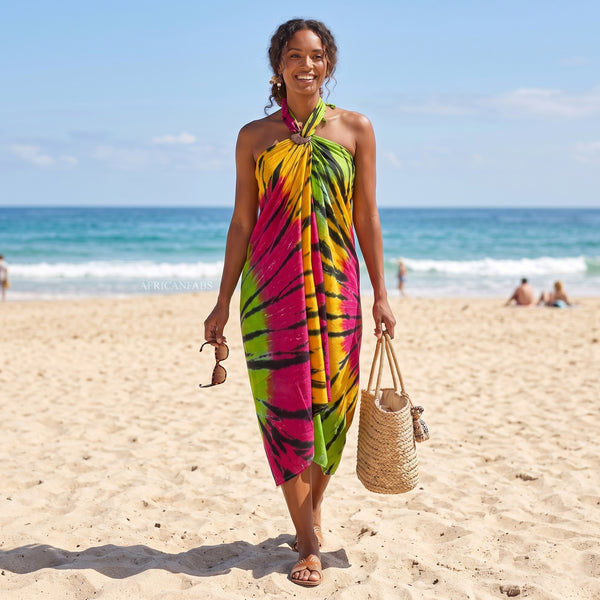 Sarong / Pareo - Strandbekleidung Wickeltuch - Tie dye Mehrfarbig