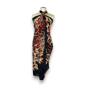 Sarong / Pareo - Strandbekleidung Wickeltuch - Leopard schwarz