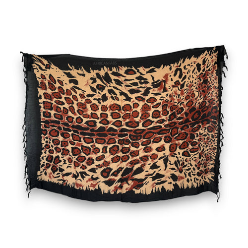 Sarong / Pareo - Strandbekleidung Wickeltuch - Leopard schwarz